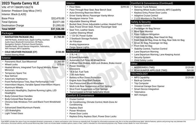 Used 2023 Toyota Camry XLE w/ Navigation Package image 37