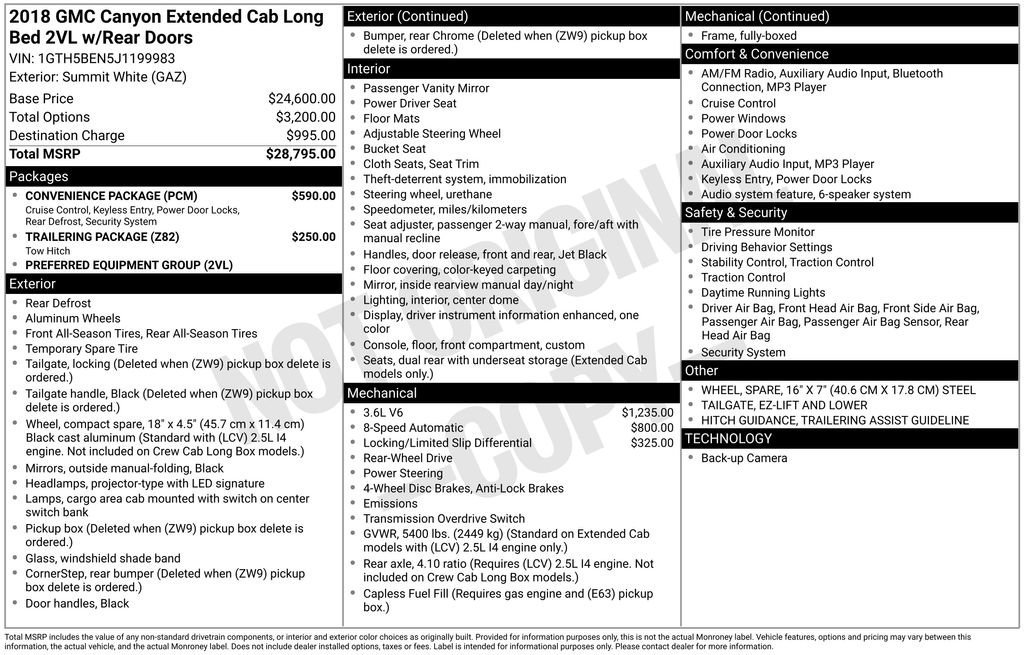 Used 2018 GMC Canyon W/T w/ Convenience Package image 10