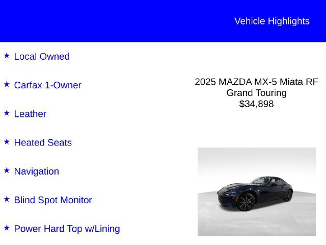 Used 2025 MAZDA MX-5 Miata RF Grand Touring RWD image 2