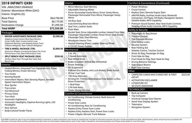 Used 2018 INFINITI QX80 2WD w/ Driver Assistance Package image 40