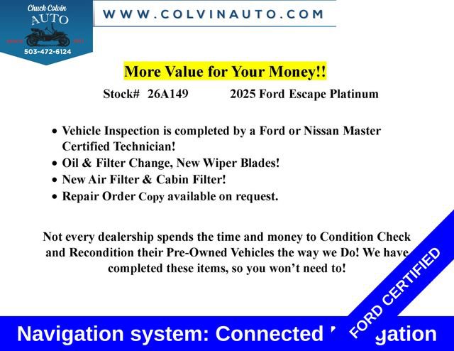 Certified 2025 Ford Escape Platinum