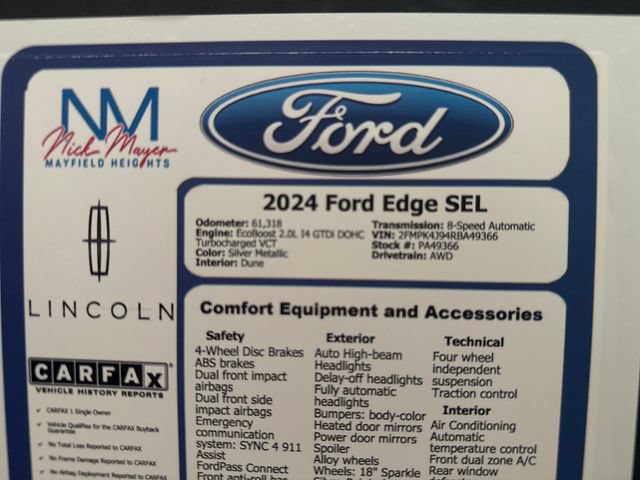 Certified 2024 Ford Edge SEL AWD/4WD image 34