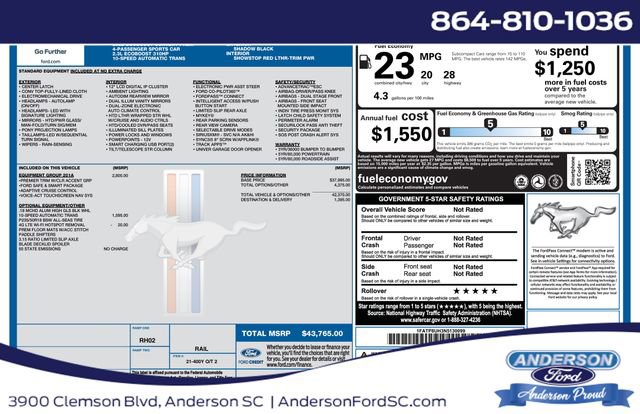 Certified 2022 Ford Mustang Premium w/ Equipment Group 201A