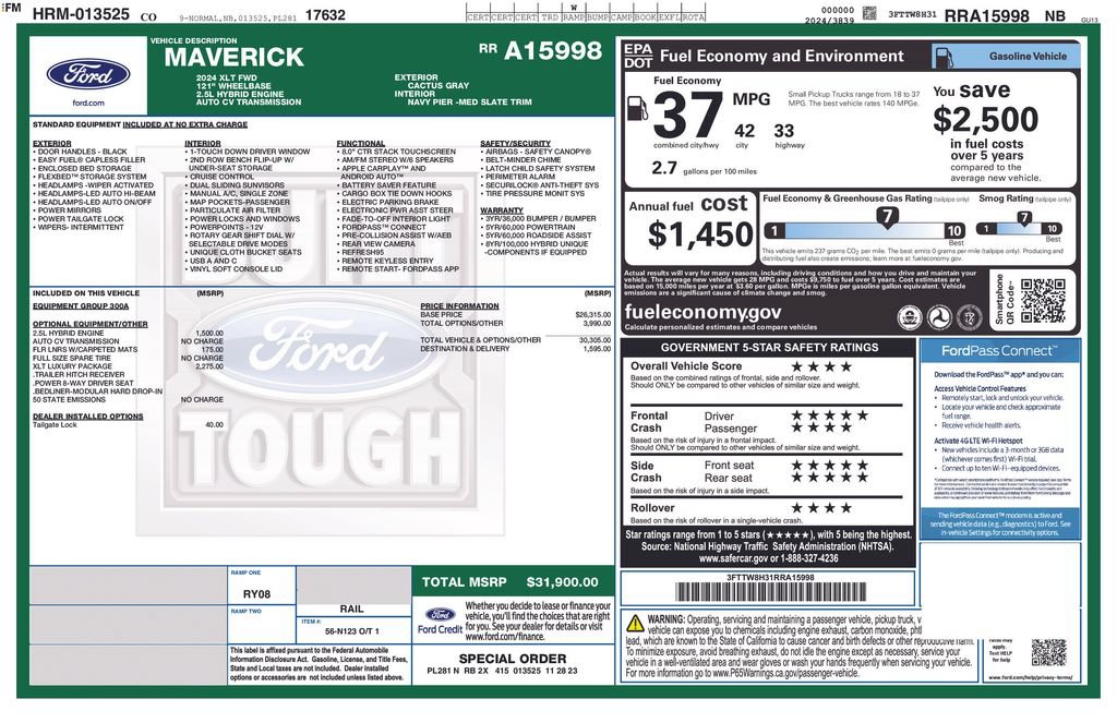 Certified 2024 Ford Maverick XLT w/ XLT Luxury Package FWD image 35