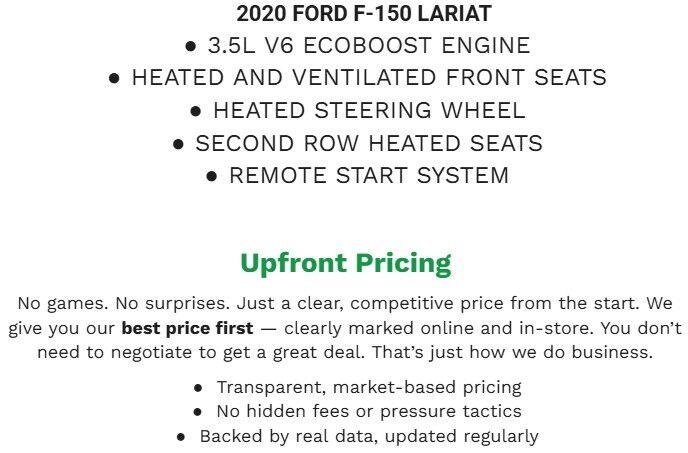 Certified 2020 Ford F150 Lariat w/ Equipment Group 502A Luxury AWD/4WD image 2