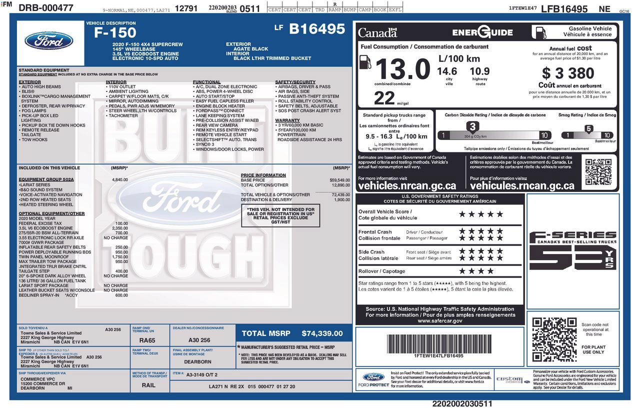 Certified 2020 Ford F150 Lariat w/ Equipment Group 502A Luxury AWD/4WD image 37