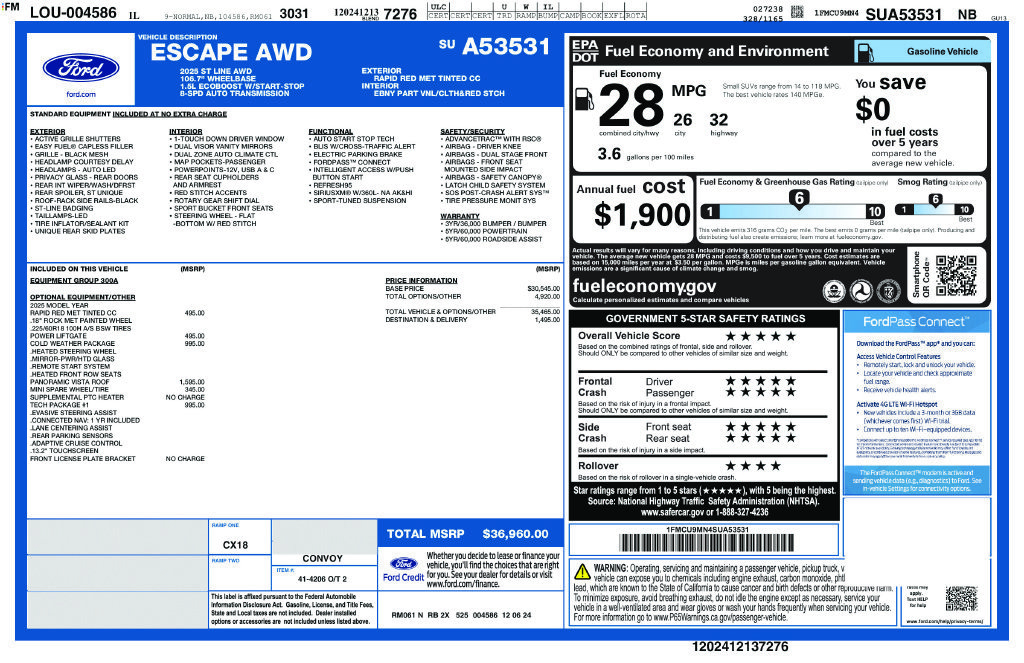 Certified 2025 Ford Escape ST-Line w/ Tech Pack #1 AWD/4WD image 35