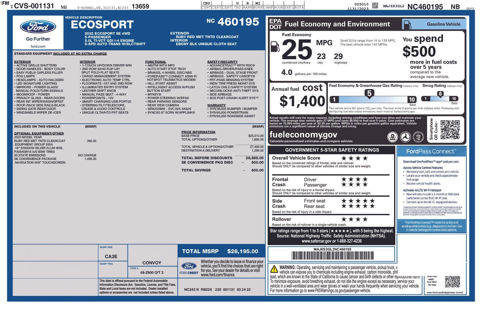 Certified 2022 Ford EcoSport SE w/ SE Convenience Package image 4