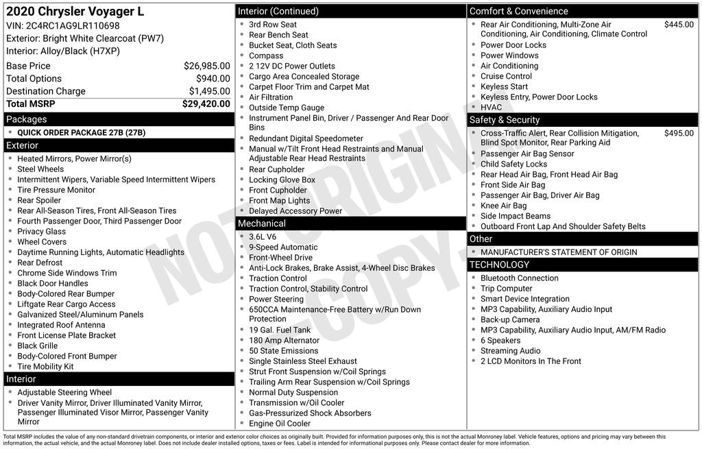 Used 2020 Chrysler Voyager L FWD image 36