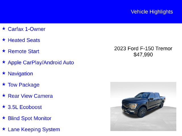 Certified 2023 Ford F150 Tremor w/ Trailer Tow Package AWD/4WD image 2