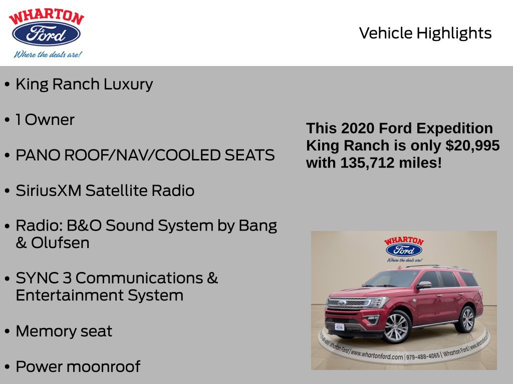 Certified 2020 Ford Expedition King Ranch w/ Cargo Package RWD image 6