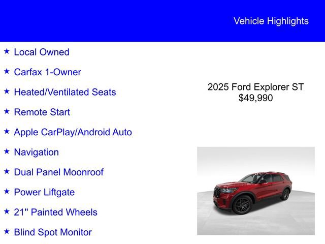 Certified 2025 Ford Explorer ST w/ Sun And Sound Package AWD/4WD image 3