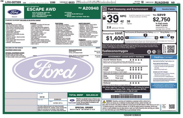 Certified 2024 Ford Escape Platinum w/ Class II Trailer Tow Package image 29