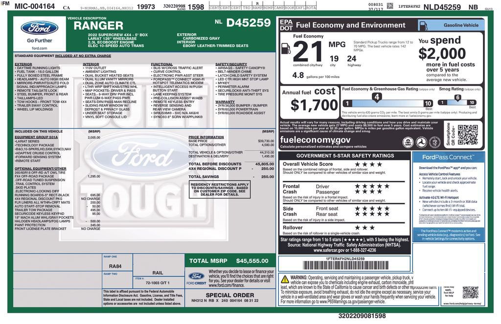 Certified 2022 Ford Ranger Lariat w/ Equipment Group 501A High image 29
