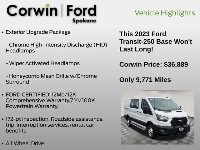 Certified 2023 Ford Transit 250 Low Roof AWD w/ Exterior Upgrade Package image 10