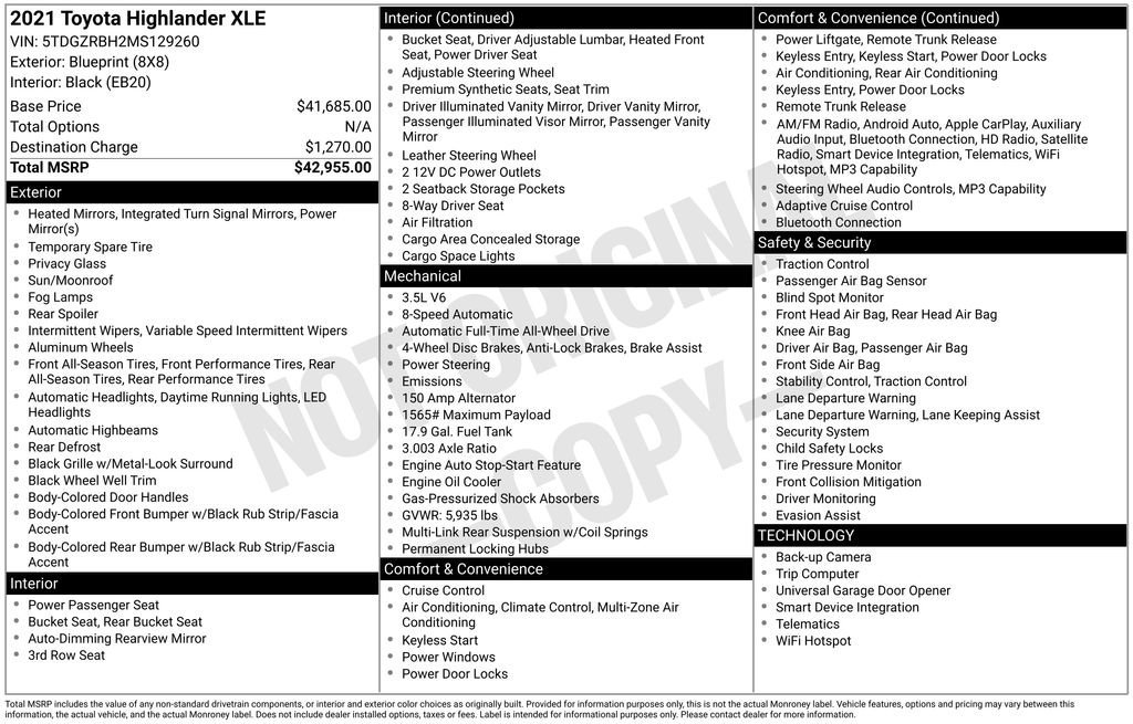 Used 2021 Toyota Highlander XLE AWD/4WD image 6