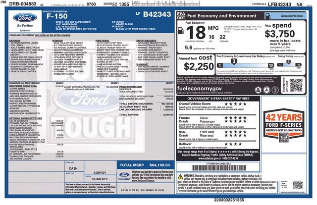Certified 2020 Ford F150 Lariat w/ Equipment Group 502A Luxury AWD/4WD image 27