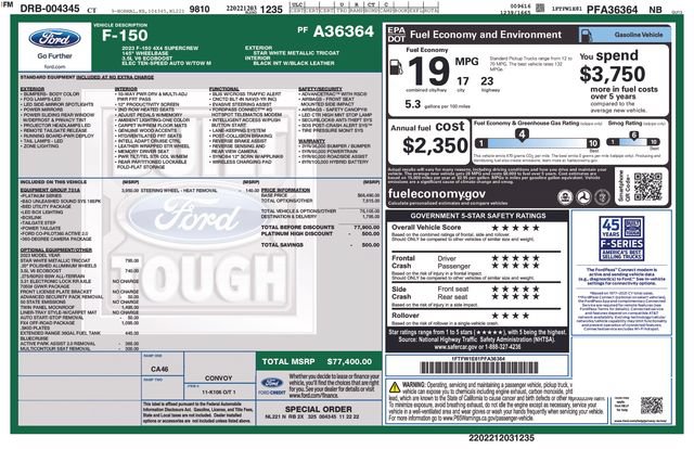 Certified 2023 Ford F150 Platinum w/ Equipment Group 701A High AWD/4WD image 34