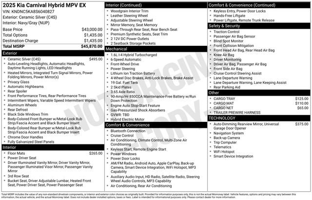 Used 2025 Kia Carnival EX FWD image 27