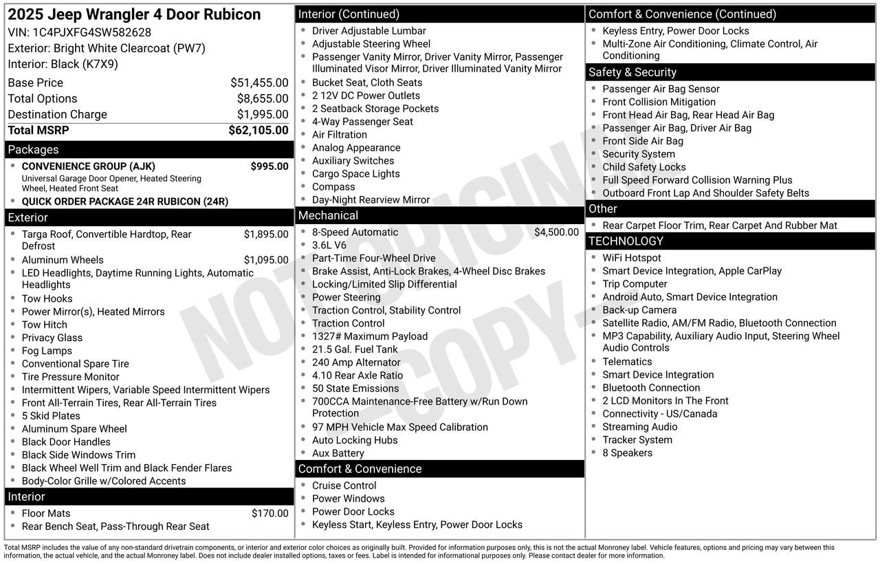 Used 2025 Jeep Wrangler Unlimited Rubicon w/ Convenience Group AWD/4WD image 54