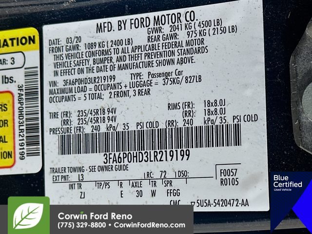 Certified 2020 Ford Fusion SE w/ Equipment Group 151A FWD image 36