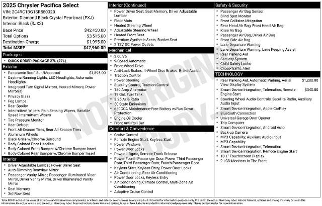 Used 2025 Chrysler Pacifica Select FWD image 26