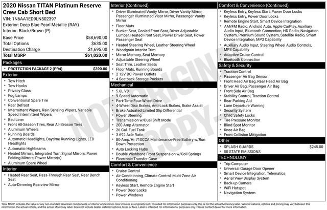 Used 2020 Nissan Titan Platinum Reserve w/ Protection Package 2 image 37