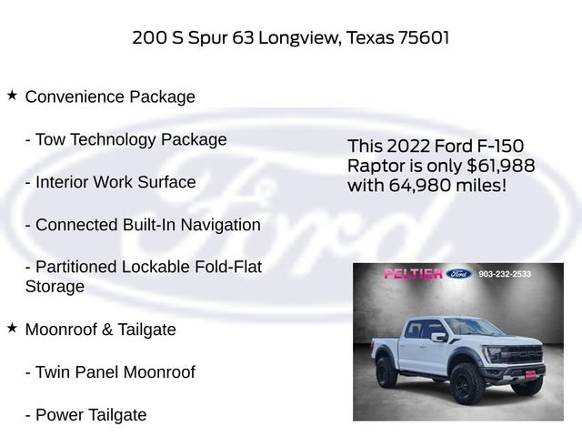 Certified 2022 Ford F150 Raptor w/ Equipment Group 801A High AWD/4WD image 11