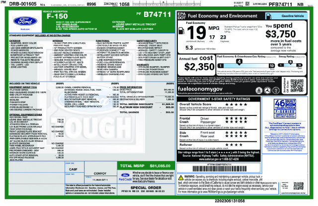 Certified 2023 Ford F150 Platinum w/ Equipment Group 701A High AWD/4WD image 36