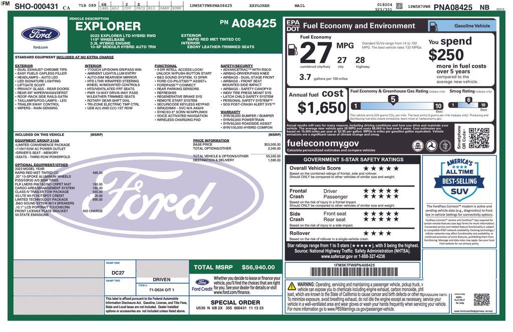 Certified 2023 Ford Explorer Limited w/ Hybrid Equipment Group 310A image 33