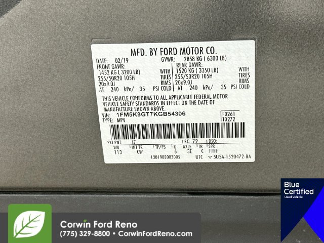 Certified 2019 Ford Explorer Sport AWD/4WD image 37