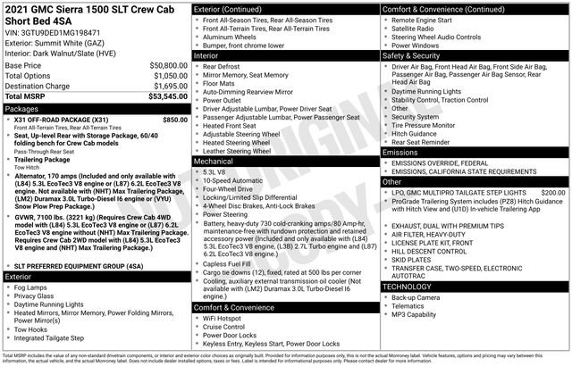 Used 2021 GMC Sierra 1500 SLT w/ X31 Off-Road Package image 34