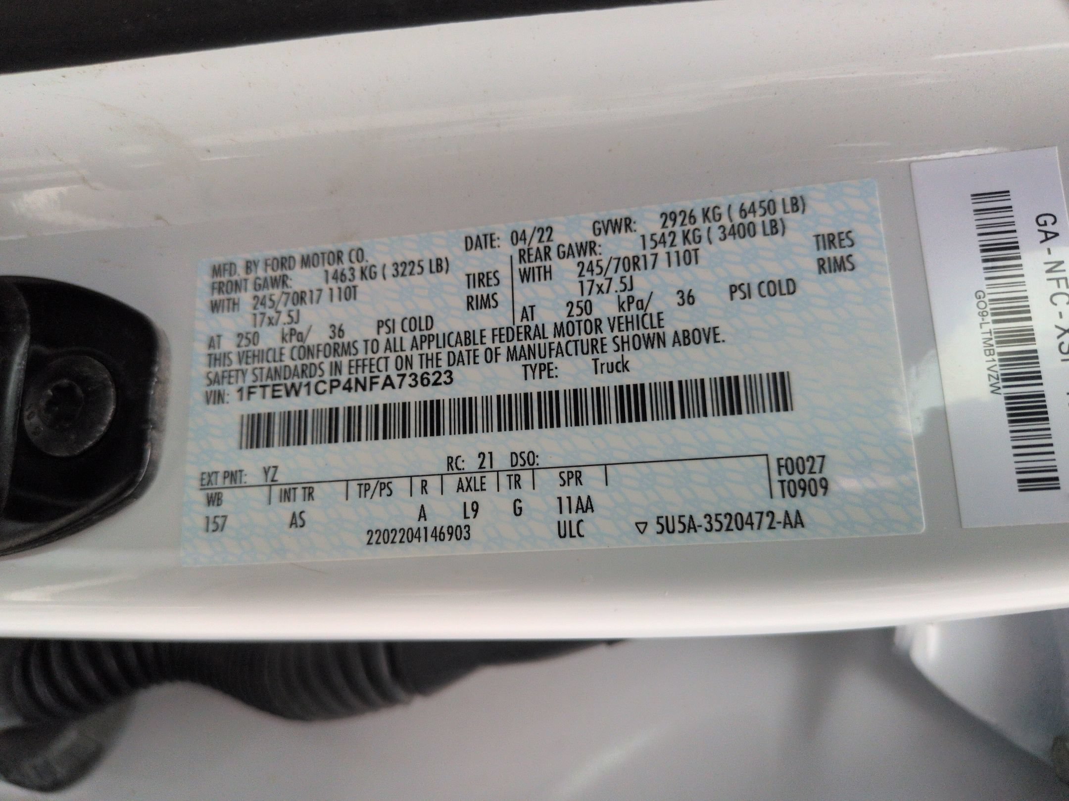 Certified 2022 Ford F150 XL w/ Equipment Group 101A High RWD image 37