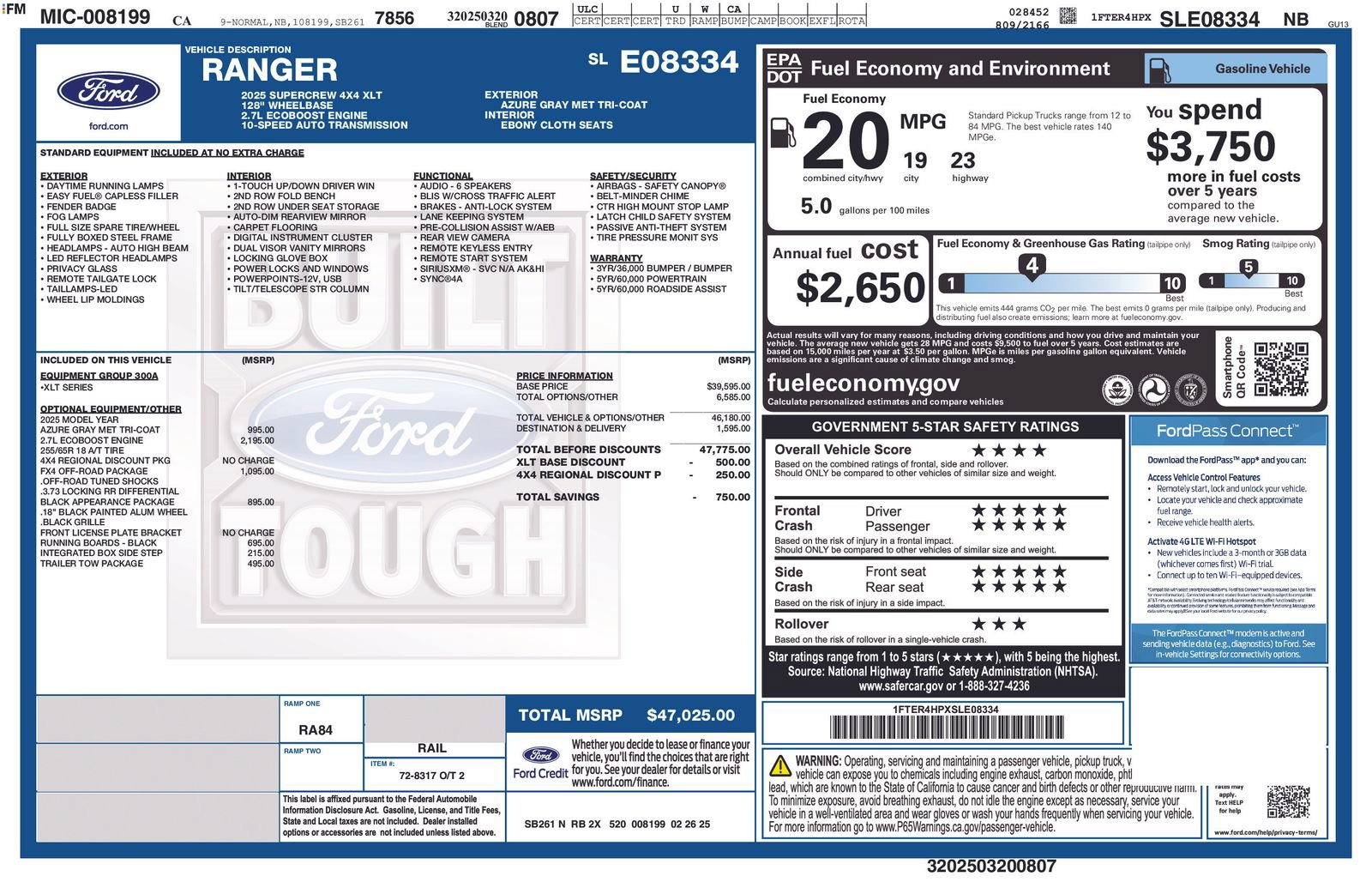 Certified 2025 Ford Ranger XLT w/ FX4 Off-Road Package AWD/4WD image 33