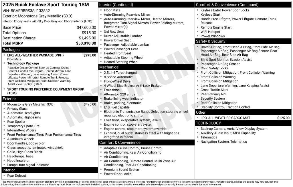 Used 2025 Buick Enclave Sport Touring w/ LPO, All-Weather Package FWD image 32