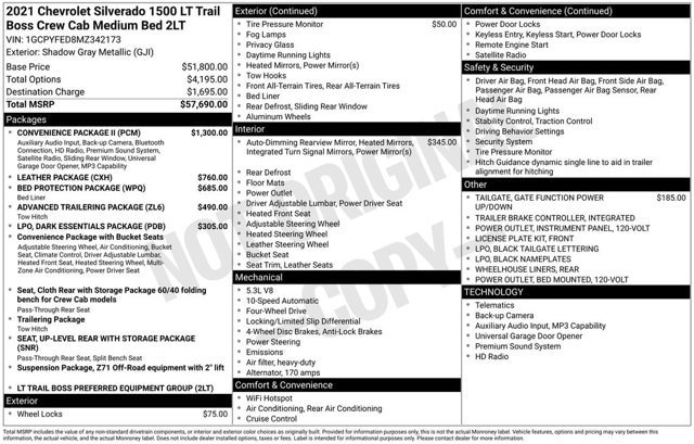Used 2021 Chevrolet Silverado 1500 LT Trail Boss w/ Convenience Package II AWD/4WD image 2