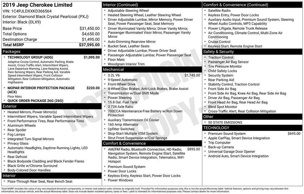 Used 2019 Jeep Cherokee Limited w/ Technology Group image 33