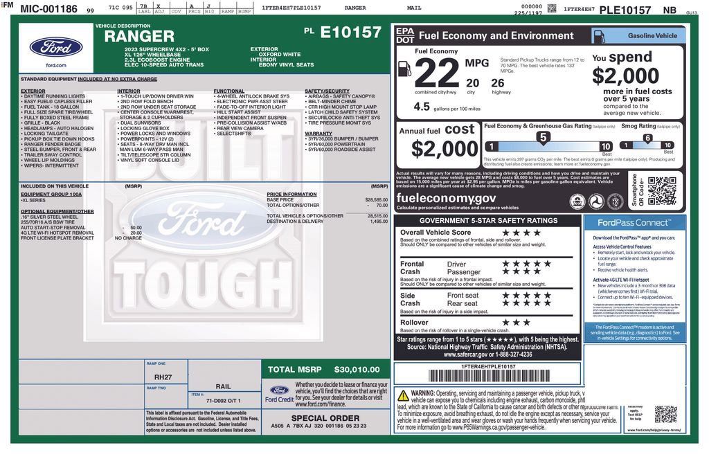 Certified 2023 Ford Ranger XL image 33