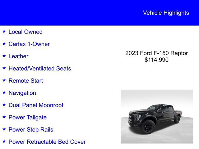 Certified 2023 Ford F150 Raptor w/ Equipment Group 802A Raptor R image 6