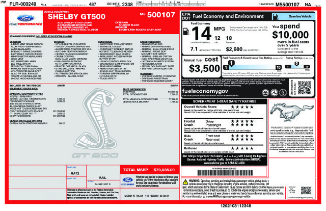 Certified 2021 Ford Mustang Shelby GT500 w/ Technology Package RWD image 25