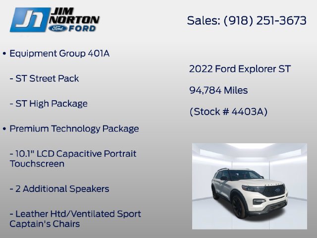 Certified 2022 Ford Explorer ST w/ Equipment Group 401A AWD/4WD image 8