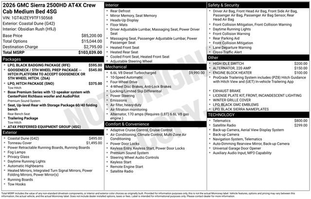 Used 2026 GMC Sierra 2500 AT4X w/ LPO, Black Badging Package AWD/4WD image 42