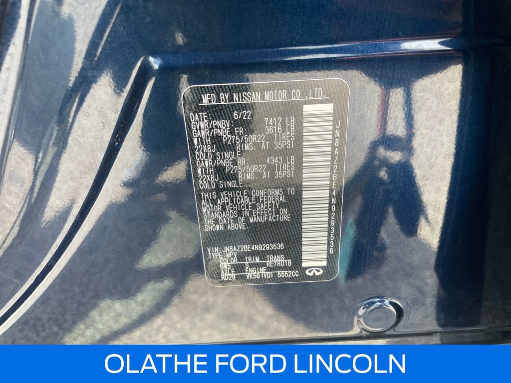Used 2022 INFINITI QX80 Sensory w/ Cargo Package AWD/4WD image 16