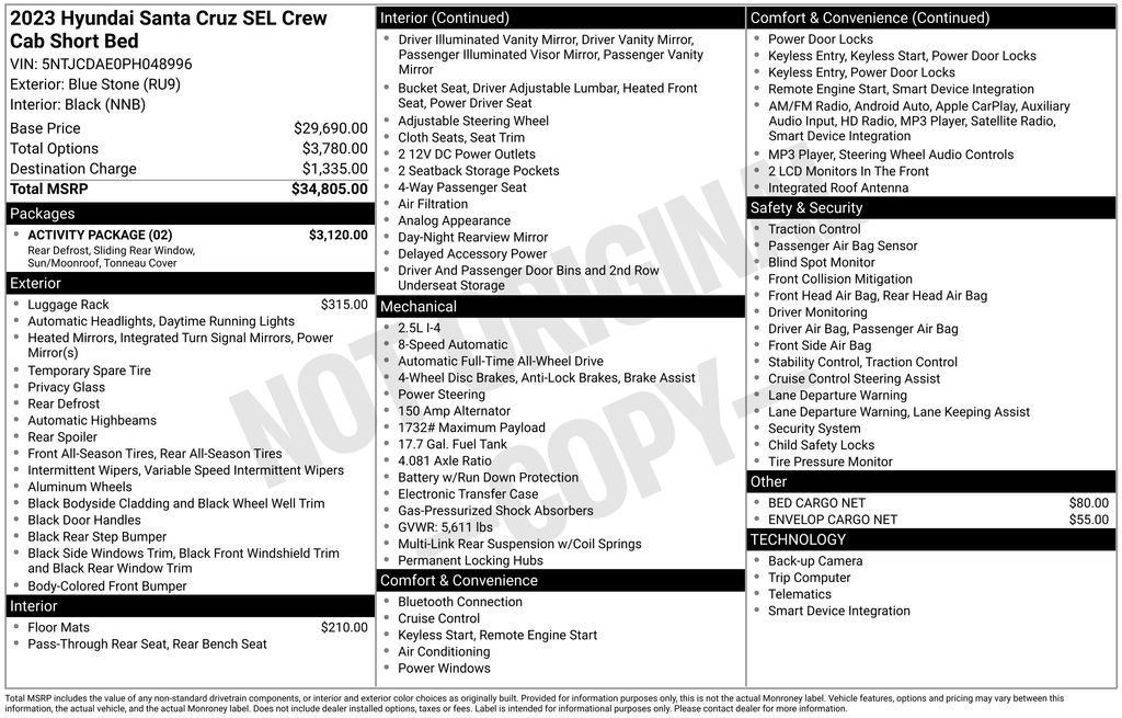 Used 2023 Hyundai Santa Cruz SEL w/ Activity Package image 9