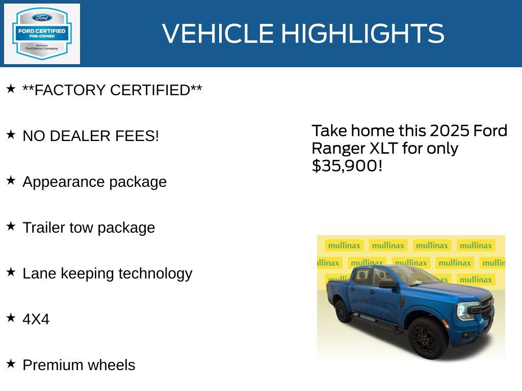 Certified 2025 Ford Ranger XLT w/ Black Appearance Package AWD/4WD image 12