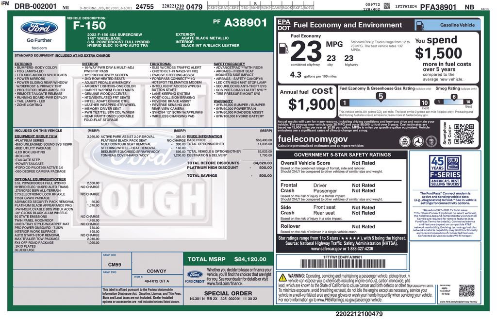 Certified 2023 Ford F150 Platinum w/ Equipment Group 701A High image 36