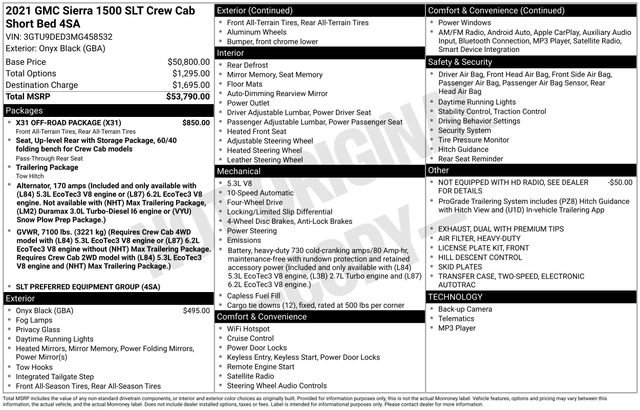 Used 2021 GMC Sierra 1500 SLT w/ X31 Off-Road Package image 35