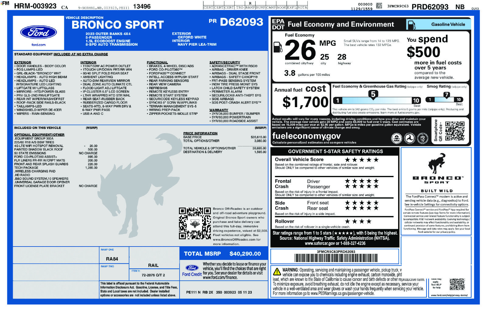 Certified 2023 Ford Bronco Sport Outer Banks w/ Tech Package AWD/4WD image 33