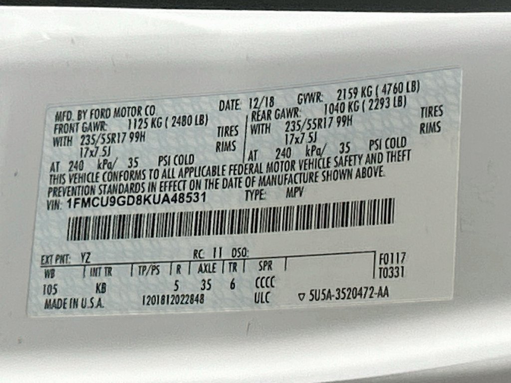 Certified 2019 Ford Escape SE AWD/4WD image 32