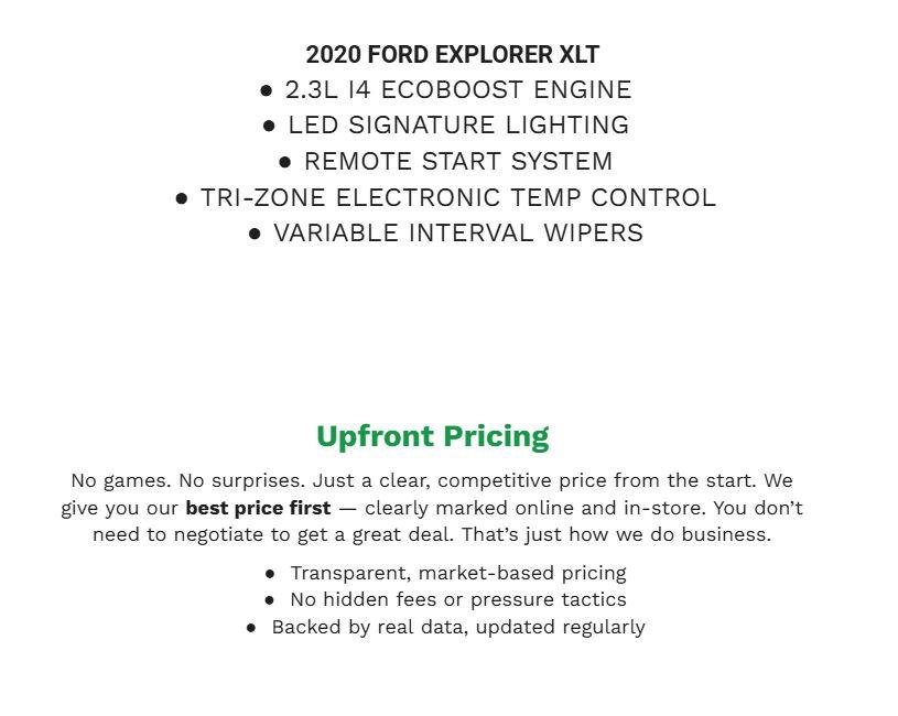 Certified 2020 Ford Explorer XLT w/ Equipment Group 202A AWD/4WD image 2